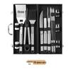 HEIXIE Edelstahl BBQ-Werkzeugset mit Aluminiumkoffer