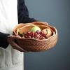 Furnace Brewed Tea Rattan Retro Handmade Rattan Tray Woven Fruit Plate Bread Basket Living Room Household Snack Basket
