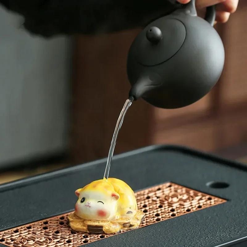 Creative Resin Color-changing Tea Pet Cute Rabbit Model Ornaments  Tea Figurine Animal Decoration Tea Set Decors Accessories