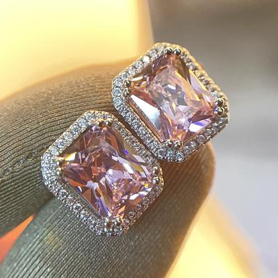 S925 Silber Sterling Rosa Topas Schmuck Stud Ohrring Frauen Echtes 925 Sterling Silber Bizuteria Aros Mujer Oreja Orecchini Mädchen