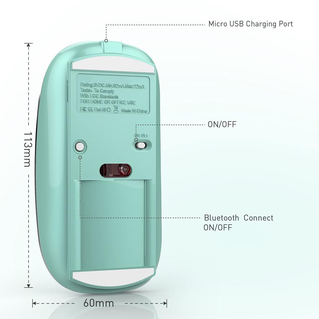 Rechargeable Wireless Bluetooth Mouse for iPad Pro, iPad Air, Mac, MacBook Pro, MacBook Air, Laptops, Chromebooks, Windows, HP, and Dell (Blue)