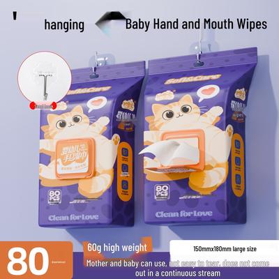 Hanging Baby Wipes: 80-Count Large Thickened, Soft & Skin-Friendly Wet Wipes for Hands & Mouth, Economical Pack