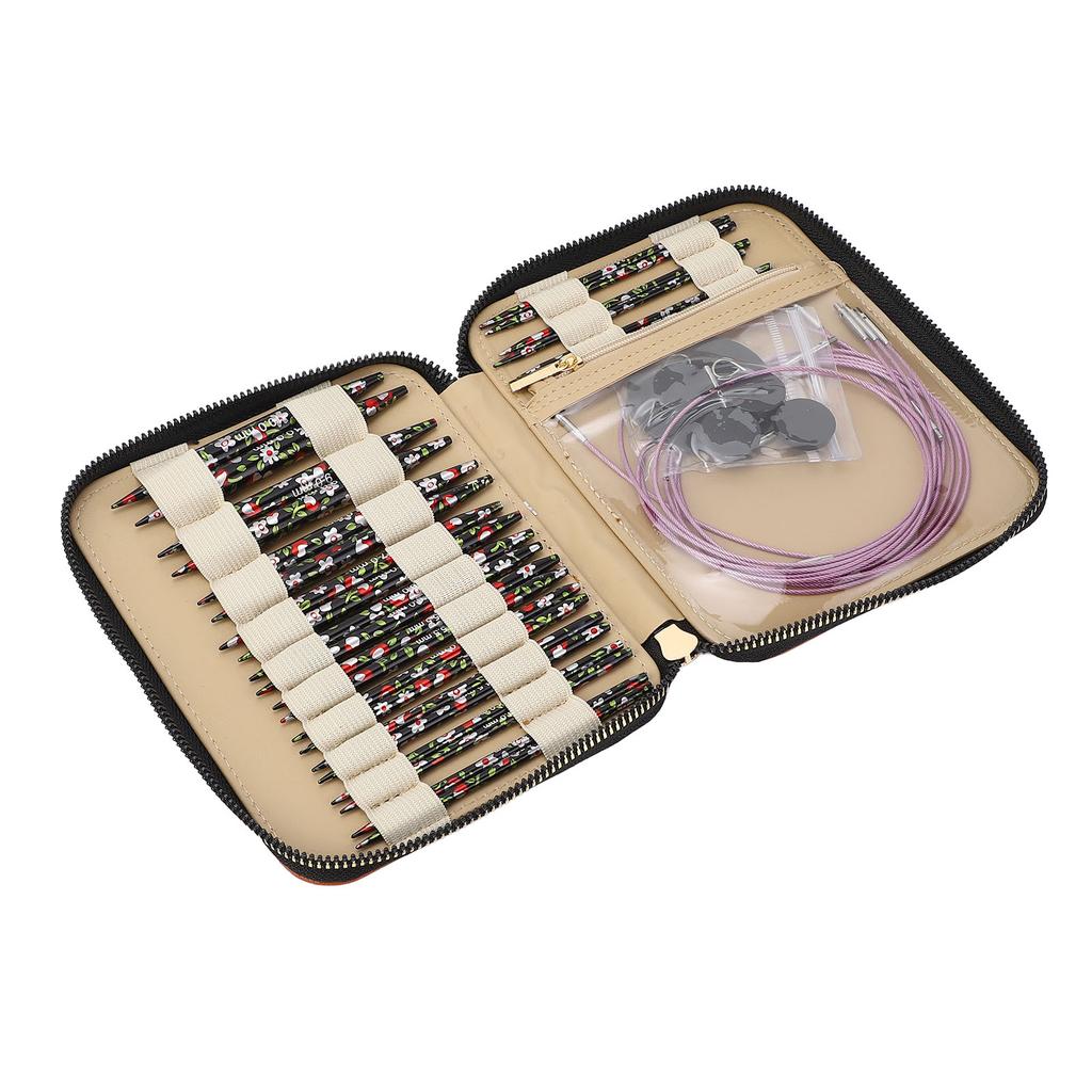 13 Pairs Circular Needles Detachable Aluminum Printing Knitting Needle Set PU Storage Bag for