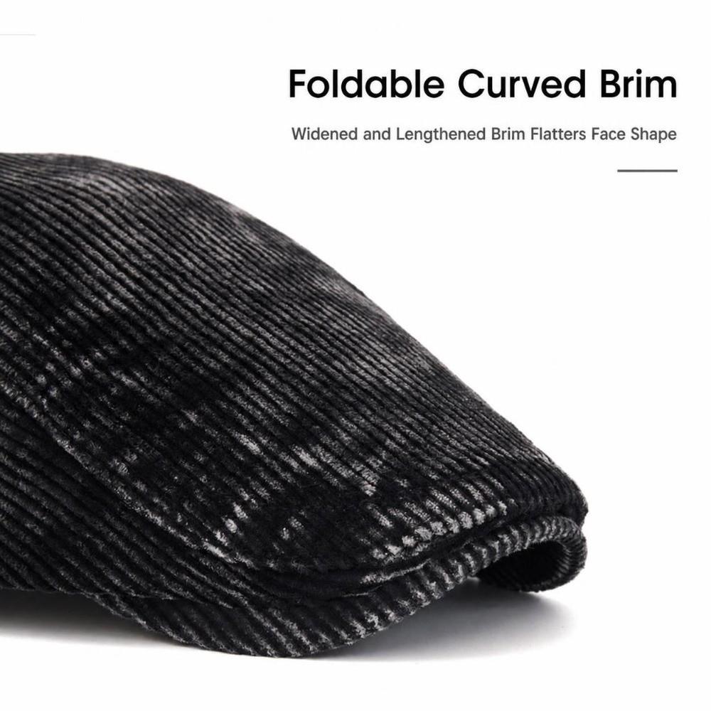 Soft Lined Newsboy Hat Adjustable Gatsby Beret Cap Vintage Corduroy Flat Cap  Daily Travel