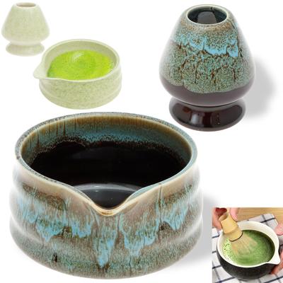 Japanese Ceramic Bowl Whisk Set Matcha Mixing Bowl Green Tea Chasen Holder Stand Bowl Tea Tools Holder Tea Accessories Teaware