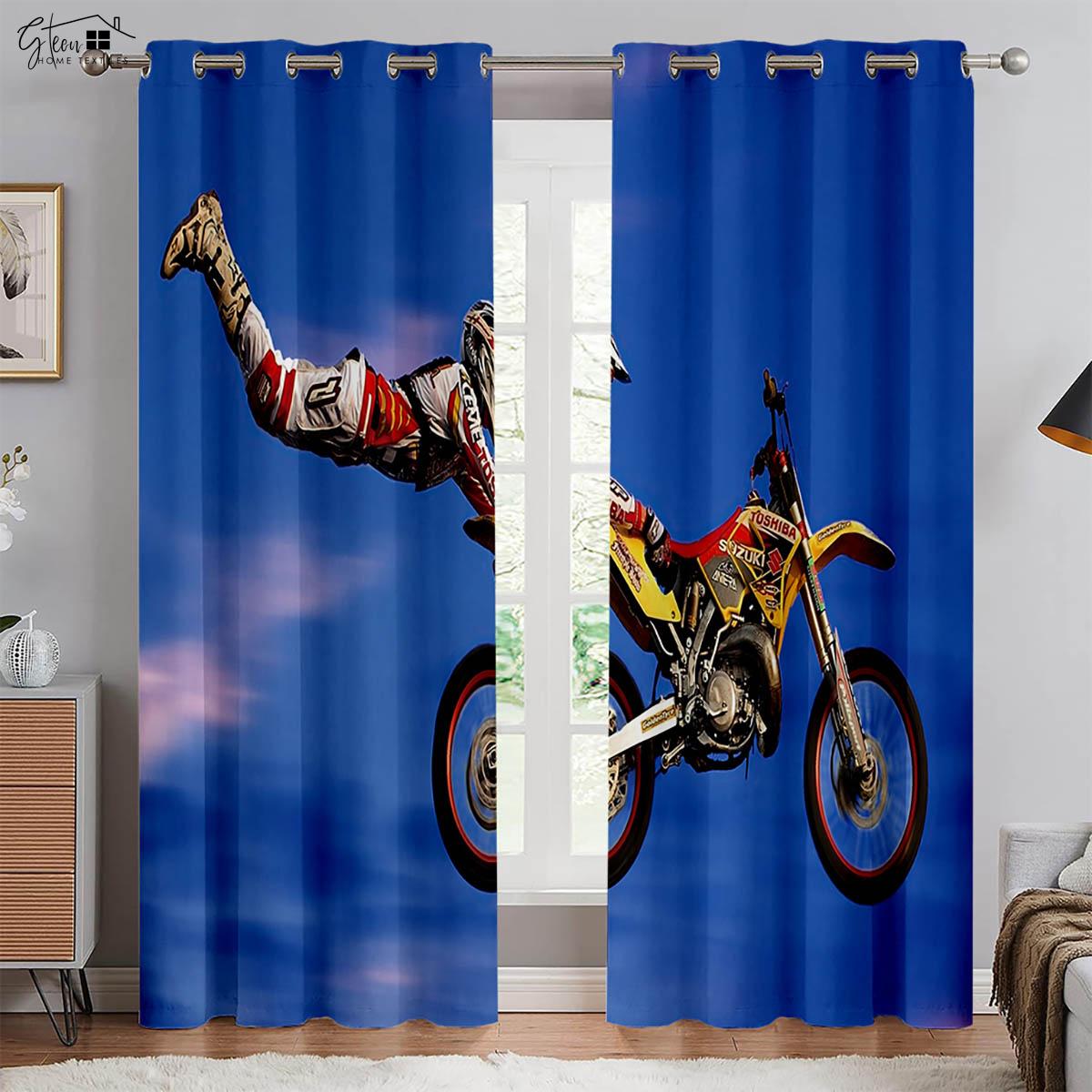 

Industrial Style Motorcycle Locomotive 3D Printing Curtain Trend Cool Ins Boys High Quality Room Darkening Heat Insulation Curtain Q25007QQ-W100xH130(CM) folio&Rod pocket