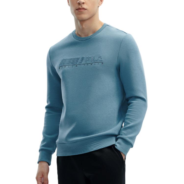 Fila Letter Print Casual Pullover Knit Sweatshirt Men Sweatshirt Dreamy-Blue F11M412207F-BU