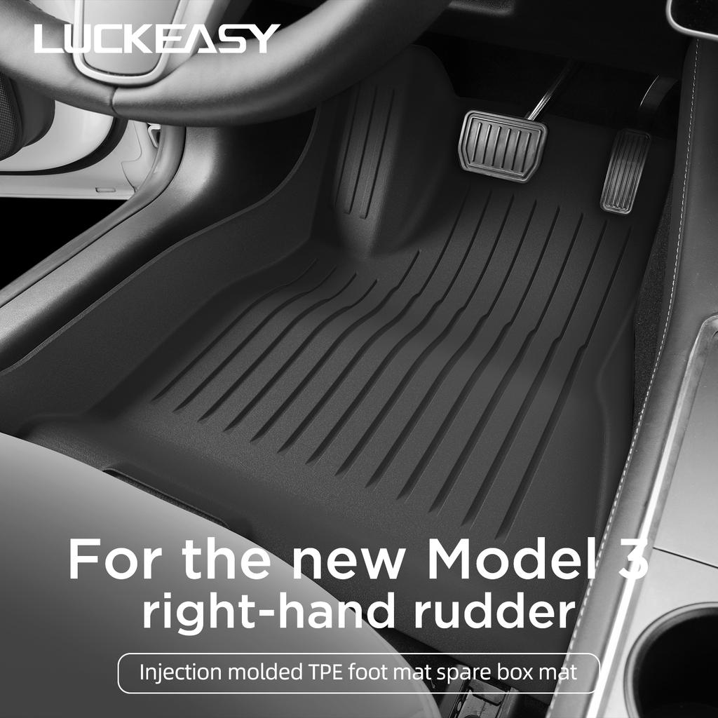 LUCKEASY Right Drive for Tesla Model 3 Highland 2024 Floor Mats TPE Waterproof Trunk Mat Protective Pad Car Accessories