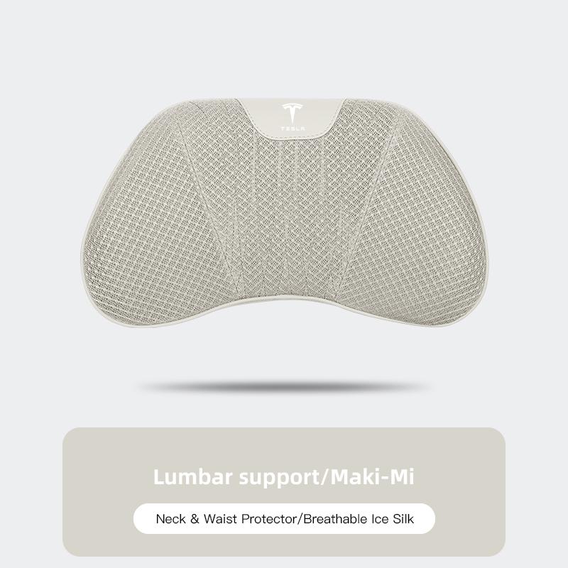 AAAID1 Car Seat Set Ice Silk Headrest Lumbar Cushion Auto Interior Key For Tesla Model X 3 Y S Cybertruck Coil Bonina Juguete Roadster