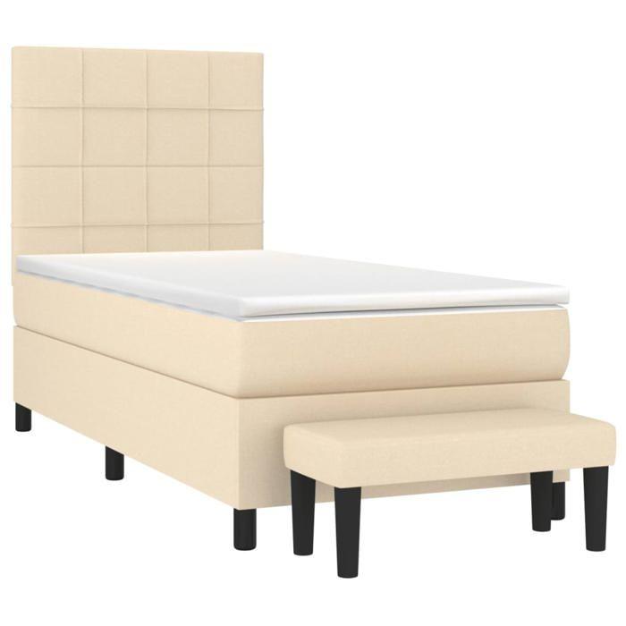Maison Exclusive - Sommier à lattes de lit et matelas Crème 90x190 cm Tissu