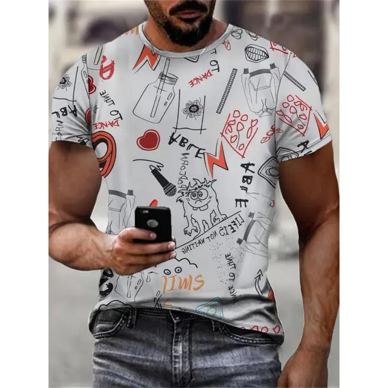 Fashion 3D Print Men Short Sleeve Round Neck T-Shirt Plus Size Tee Summer Casual Tshirts