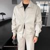 Leather Jacket Men's Spring and Autumn Korean Style Loose and Trendy Workwear Lapel Motorcycle Leather Jacket