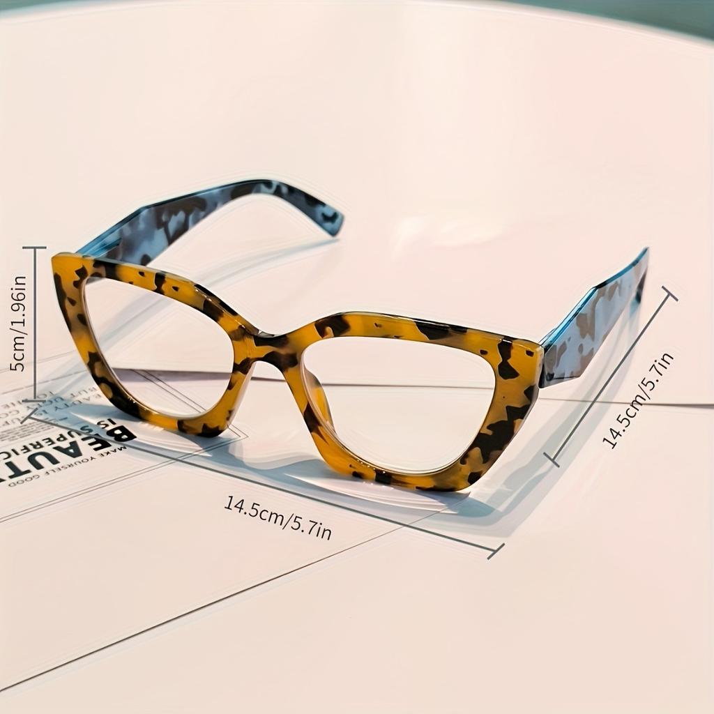 Fashionable Cat Eye Leopard Print Reading durable sleek lightweight Glasses for ladies Men Full Frame and Cute Design