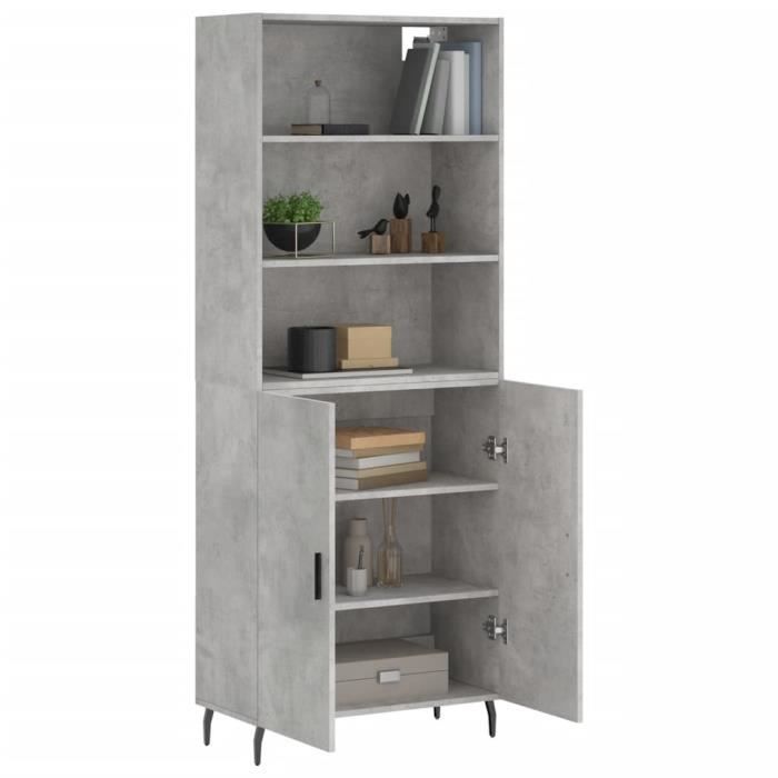 VidaXL Buffet haut Gris béton 69,5x34x180 cm Bois d'ingénierie 3189273