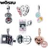 WOSTU 925 Silver Macaron Candy Box Dangle Charm Fit Beads Bracelet Necklace For Women DIY Jewelry FIC663