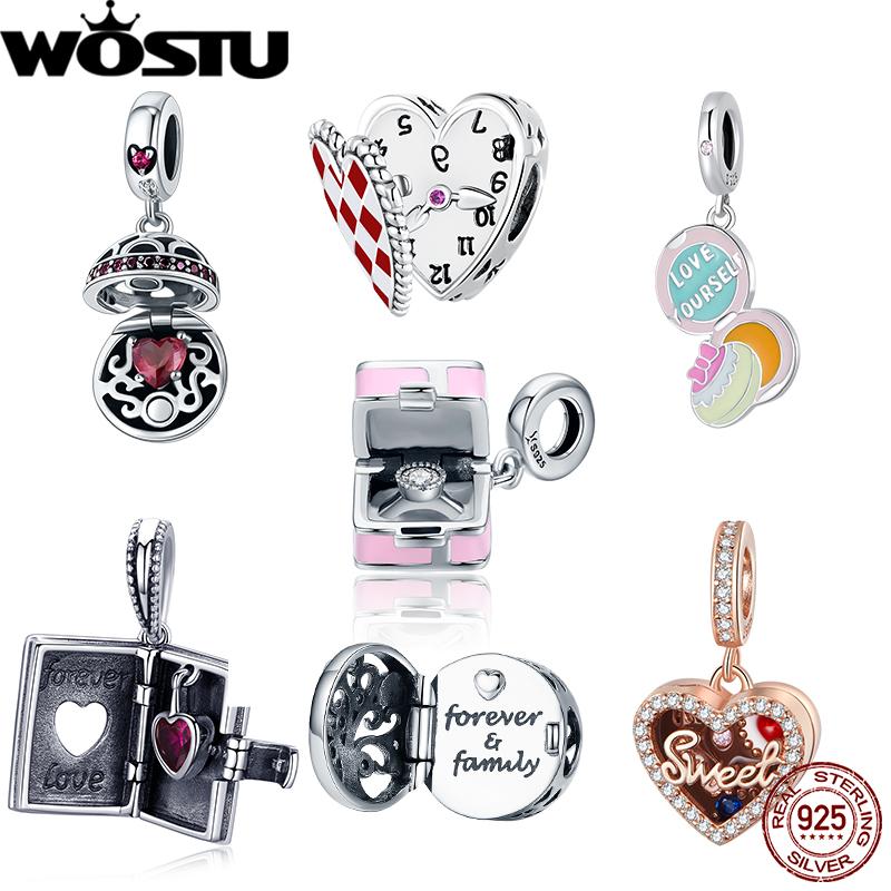 WOSTU 925 Silver Macaron Candy Box Dangle Charm fit Beads Bracelet Necklace For Women DIY Jewelry FIC663