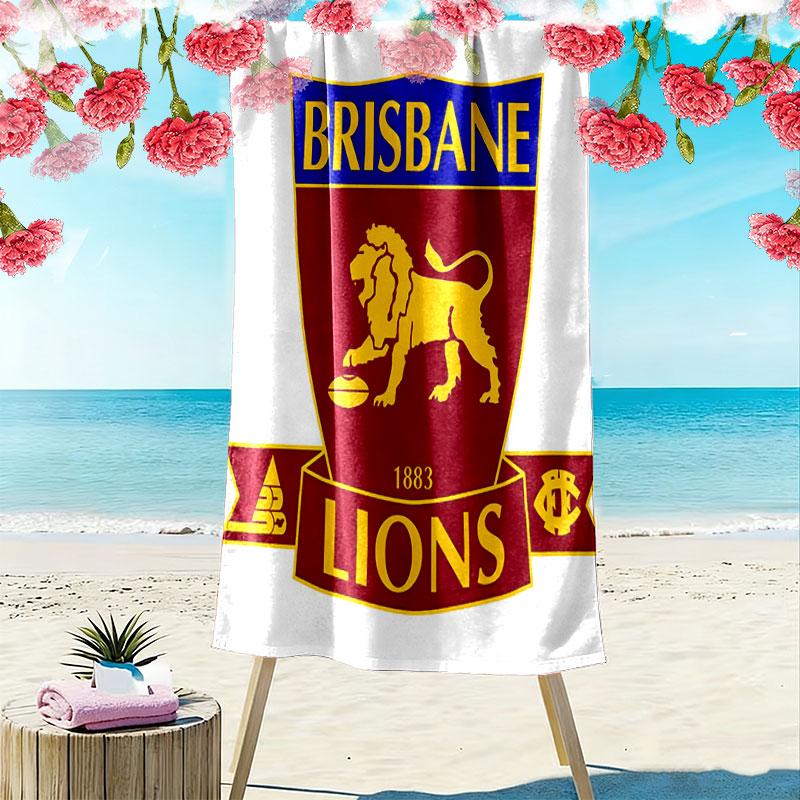 Brisbane Lions Print Beach Towel, Large Soft Quick Dry Towel for Beach Camping Swimming
