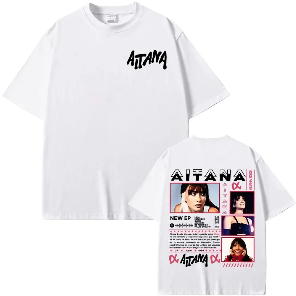 Aitana Cuarto Azul 2026 World Tour Cover TShirt Unisex Harajuku Streetwear Casual Loose Pure Cotton Women And Unisex Tshirts