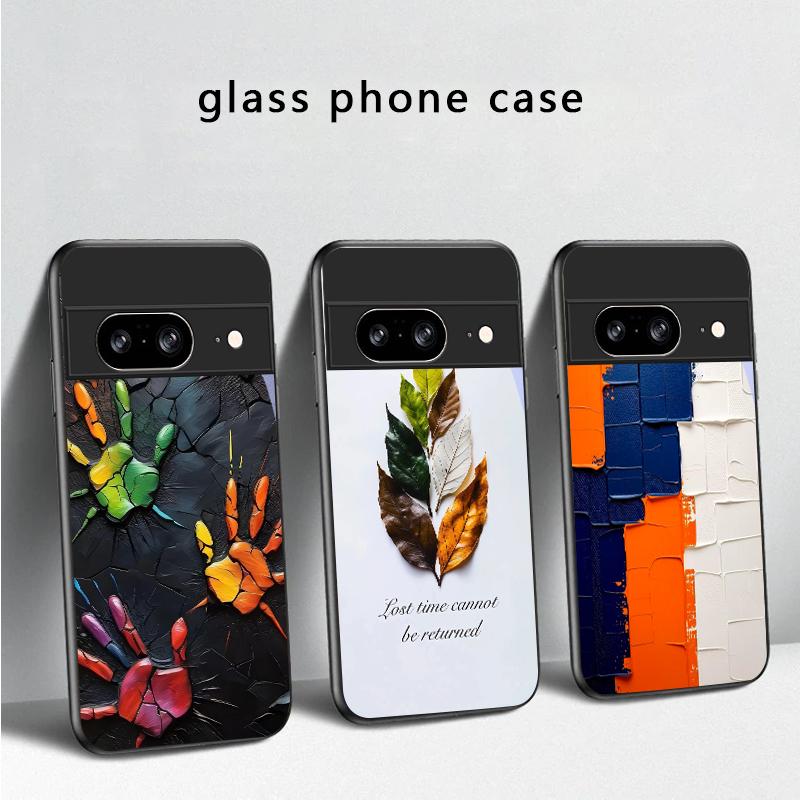 Animal Footprint Stone For Google Pixel 8 7 9 10 Pixel 10 Pro XL Pixel 9 Pro XL Pixel 8a 7a Pixel 7 Pro Black Glass Phone Case