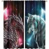 Fialová Galaxy Wolf Wolves 3D tištěná tenká záclona do ložnice Obývací pokoj Hotelové okno 2 panely 65% ​​Sluneční clona