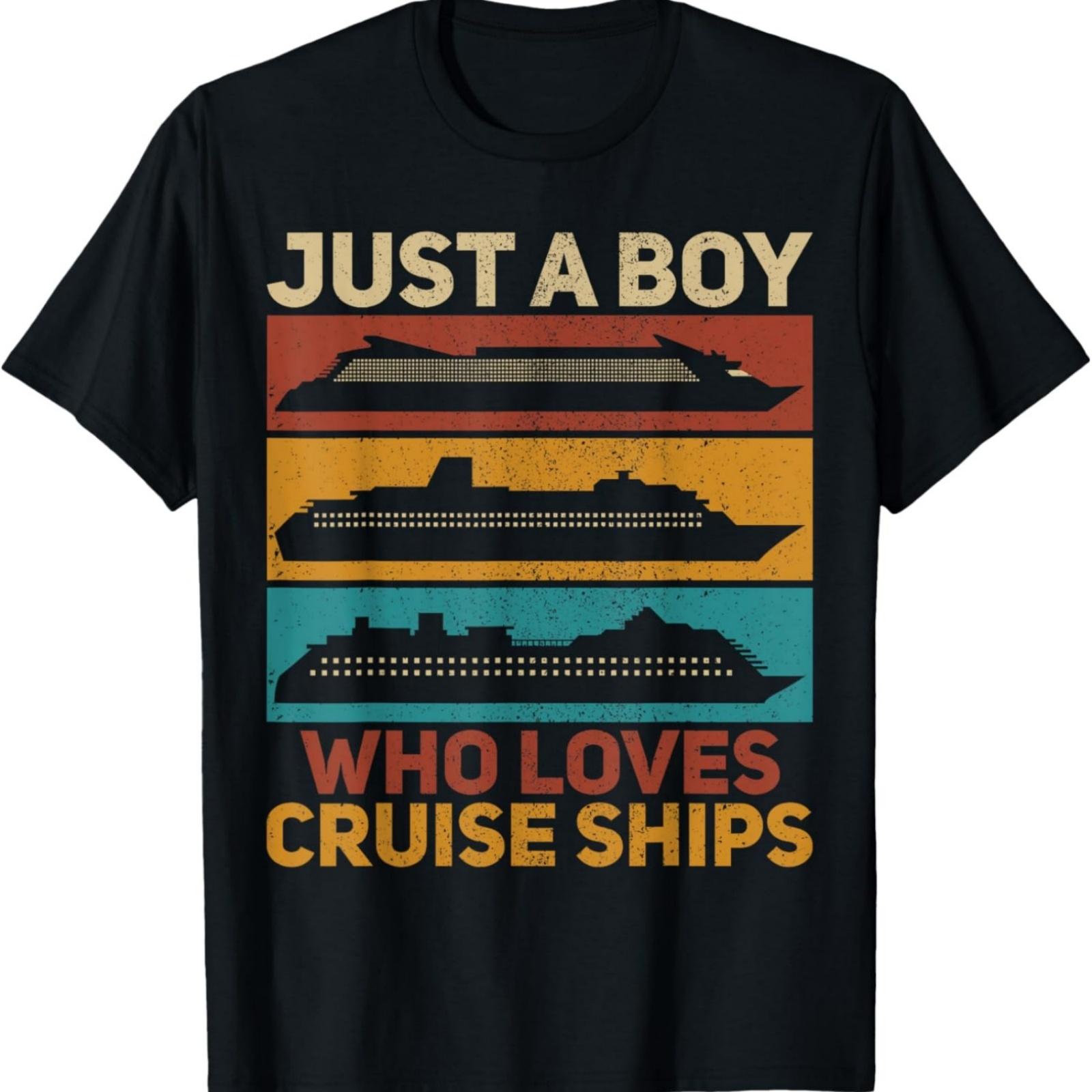 Just A Boy Who Loves Cruise Ships Funny Outfit Cruise Ship T-Shirt XXXXXL разноцветный