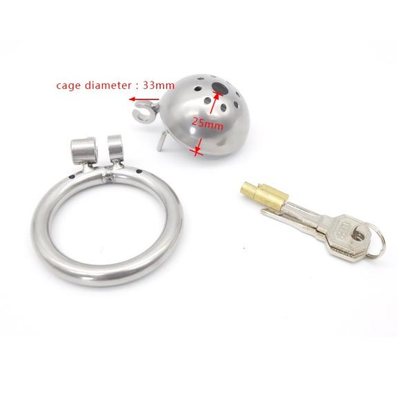Stainless Steel Small Male Device Short Cage with Stealth Ring Adult Toys