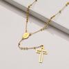 Schwarze Perlen Kreuz Rosenkranz Halsketten für Männer, Männliche Kraft Balance Hämatit Kettenhalskette, Religiöser Glaube Gebets Schmuck