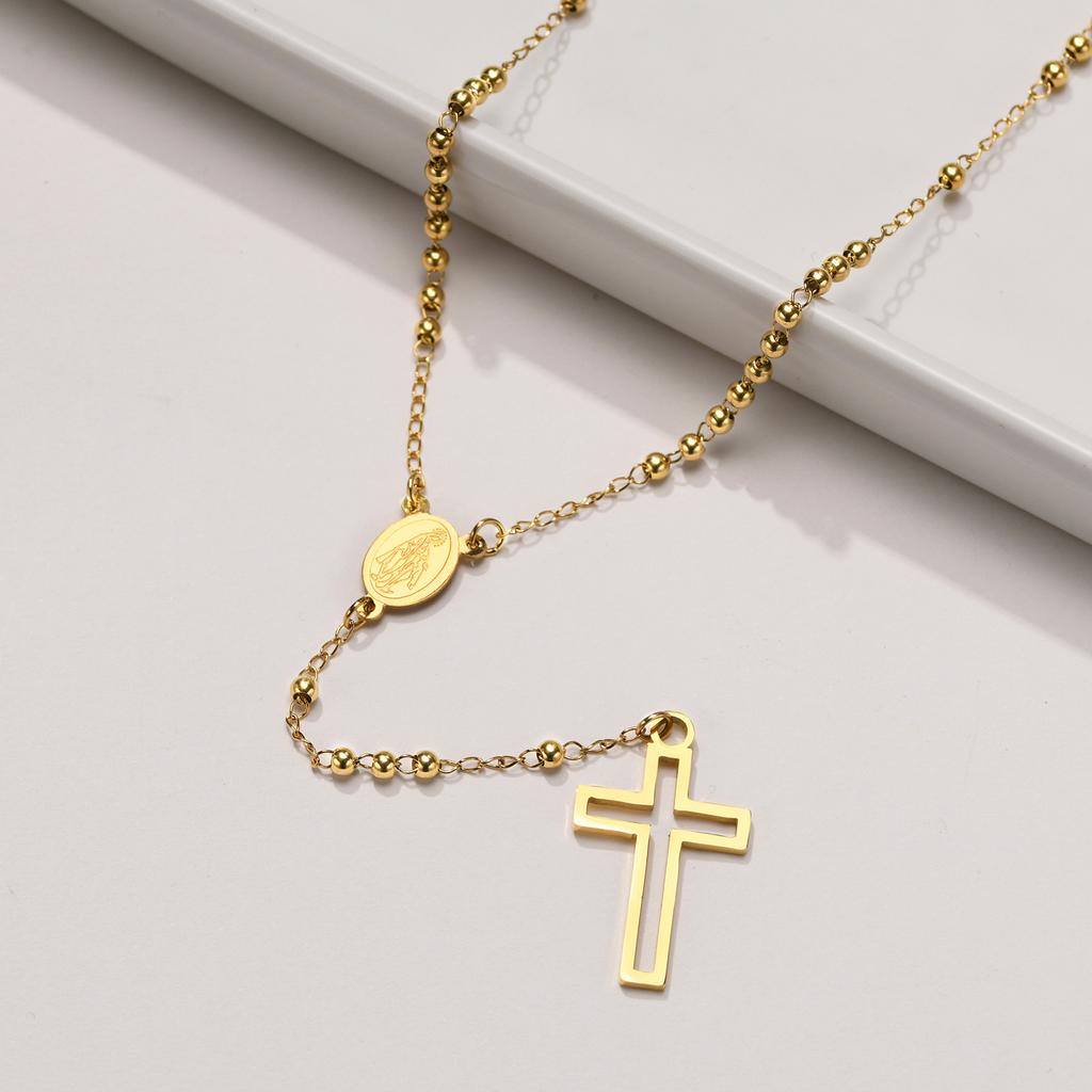 Schwarze Perlen Kreuz Rosenkranz Halsketten für Männer, Männliche Kraft Balance Hämatit Kettenhalskette, Religiöser Glaube Gebets Schmuck