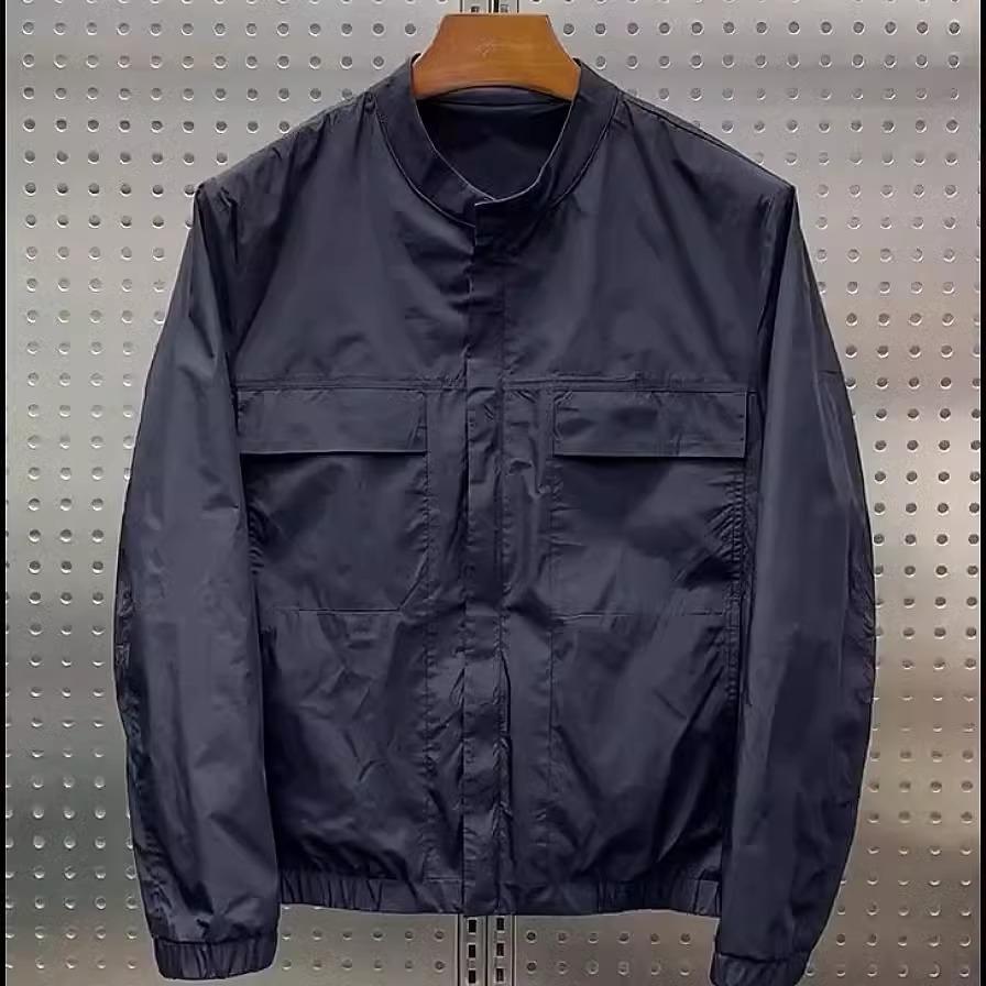 

Японская однотонная простая куртка-спецовка с воротником, весна-осень, новый топ, универсальная повседневная приталенная куртка с бейсбольным воротником для мужчин 3XL чёрный