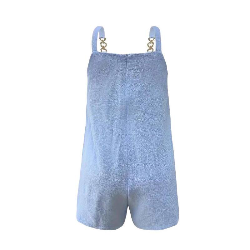 Damen Europäischer Stil Lässig Sommer Rückenfrei Kurz Träger Jumpsuit