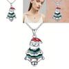 Christmas Santa Geometric Pendant Necklace With Micro Inlaid Alloy For Holiday Celebration