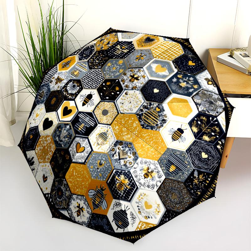 Circle Animals pattern, automatic folding umbrella, portable and foldable design, 8 ribs, a Christmas or birthday gift.
