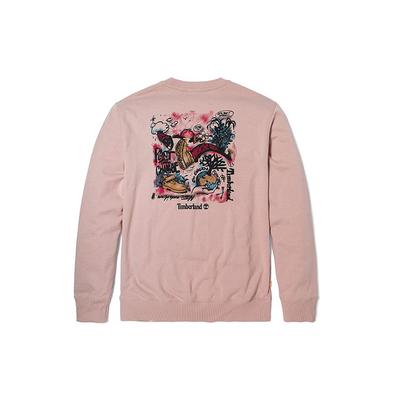 Timberland Graffiti Print Casual Crewneck Sweatshirt Men Sweatshirt Light-Pink A5YE1-662