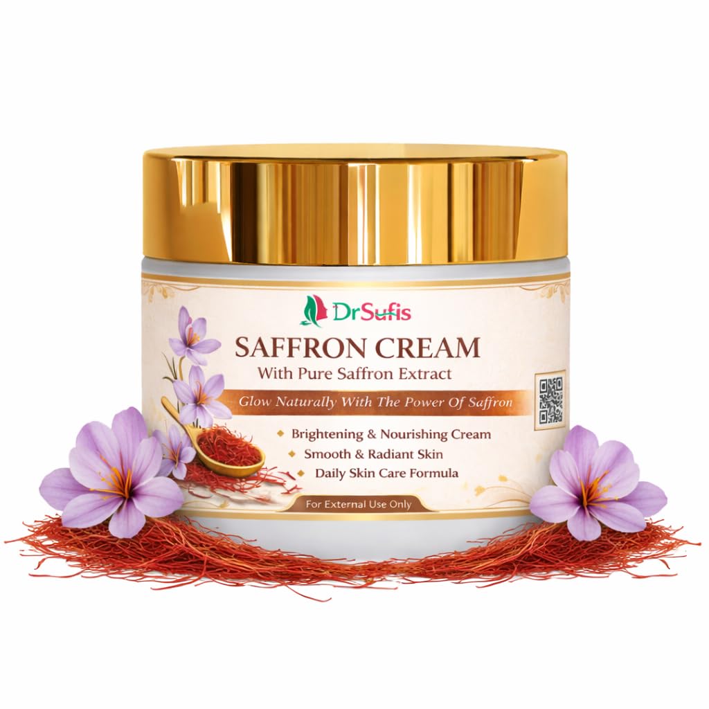 DrSufis Saffron Cream with Pure Saffron Extract | Brightening & Nourishing Face Cream | Glowing, Radiant & Smooth Skin | Daily Skin Care Moisturize