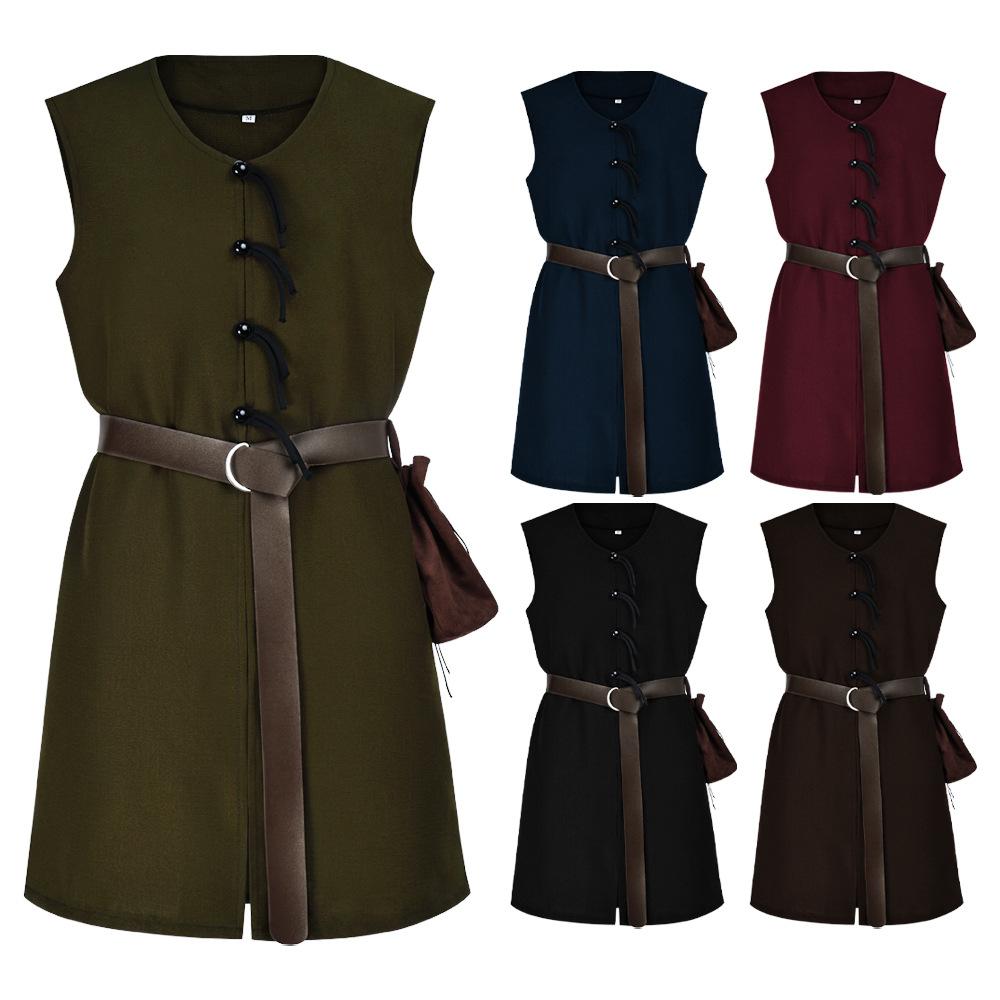 Halloween Adult Party Outfit Medieval Knight Viking Tunic Shirt Costume MDEC-053