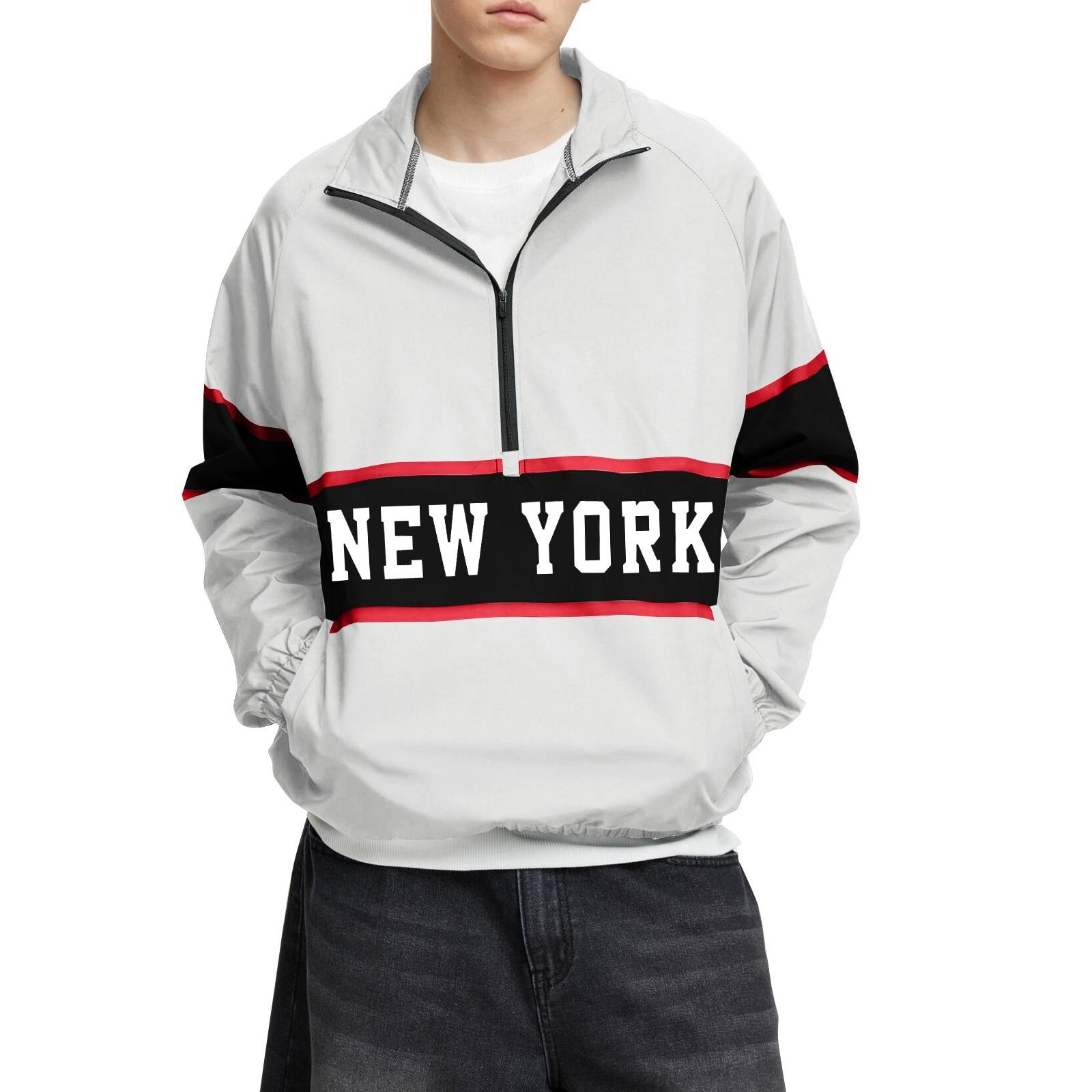 

Мужской зимний топ с цветными блоками, воротником-стойкой, полумолнией, рукавом реглан, длинным рукавом XL белый