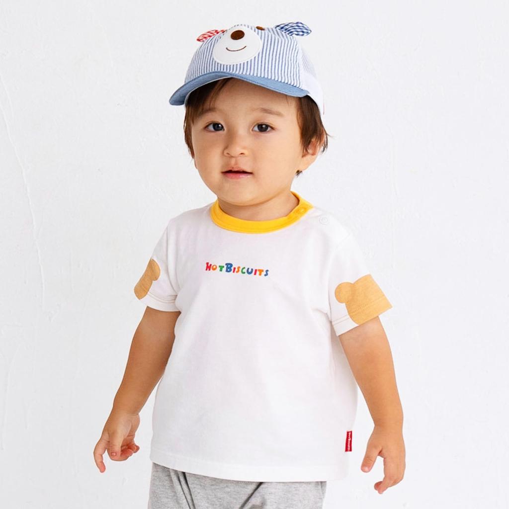 Miki House Hot Biscuits Short Sleeve Boys and T-Shirt, Girls, Baby, White, 100cm, 72-5210-687
