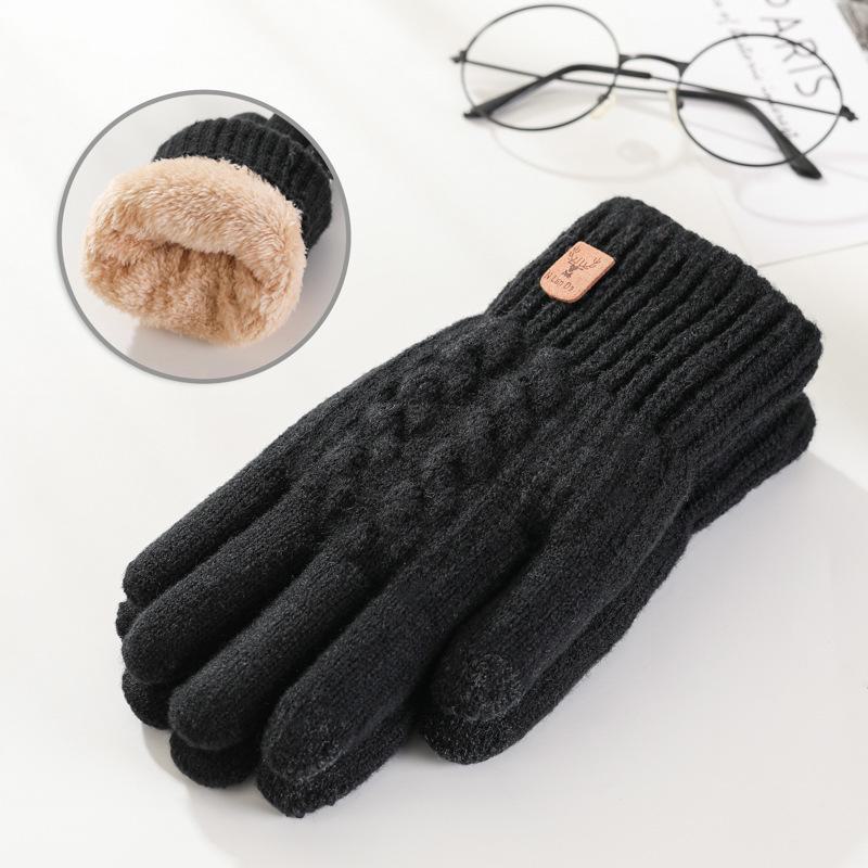 Unisex Korean Thick Knitted Wool Touchscreen Gloves for Autumn & Winter