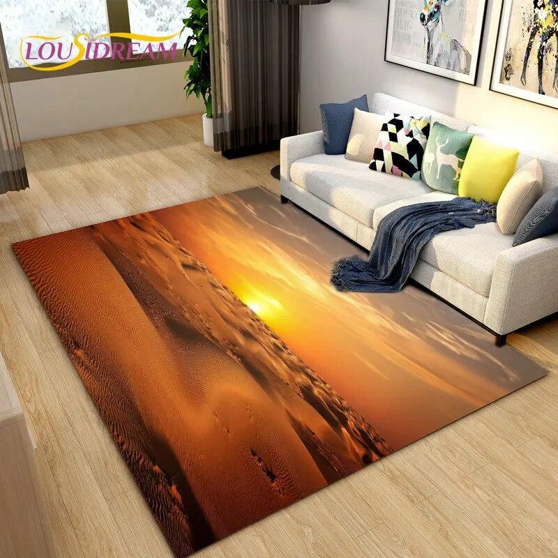 Nature Scenery Desert Sand Area Rug Large,Carpet Rug for Living Bedroom Sofa Doormat Decoration,Children Play Non-slip Floor Mat