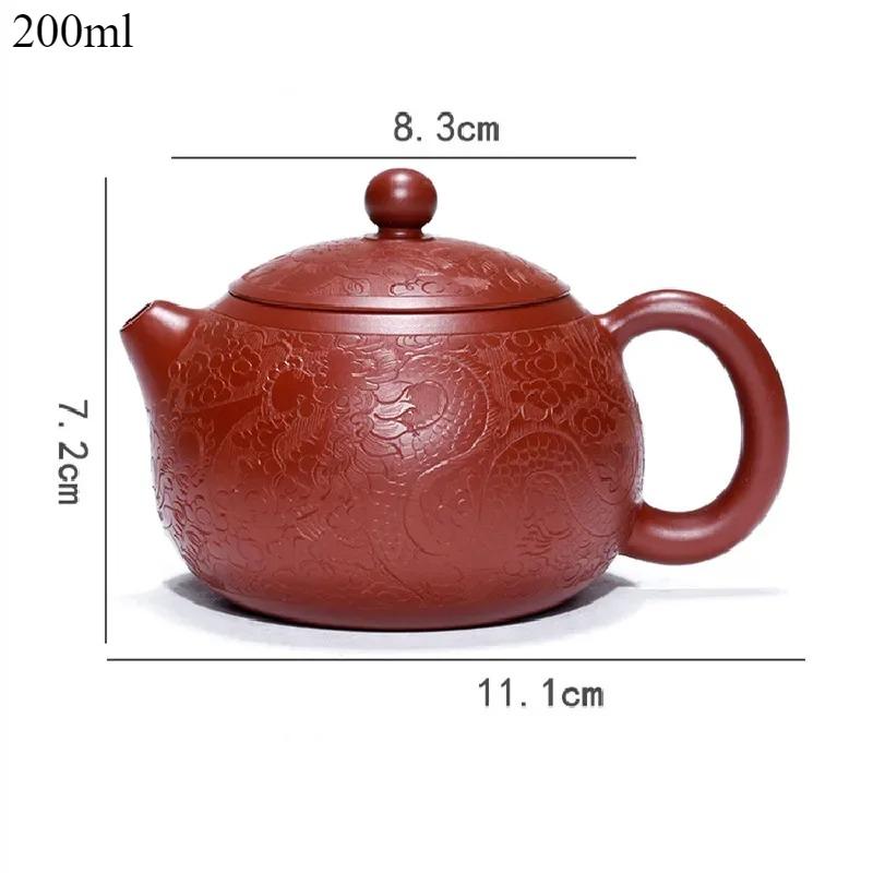 

1pc Hand-carved Purple Clay Teapot Handprint Dragon Pattern Raw Ore Dahongpao Kettle Yixing Famous Tea Pot Teaware Tea Ceremony