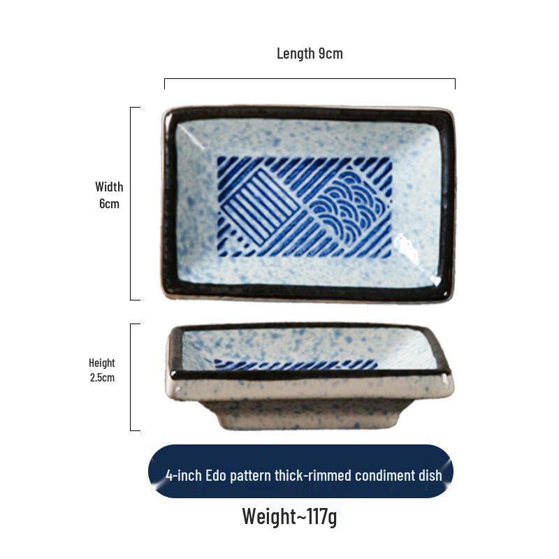 Edo Pattern Ceramic Dipping Sauce Dish Set