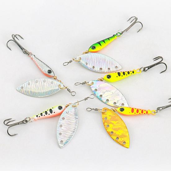 5Pcs 5.7CM/9G Fishing Lure with Spinner Blade Hook Long Casting Metal Rotating Sequin Spoon Spinnerbait Bass Pike Walleye Fishing Accessories