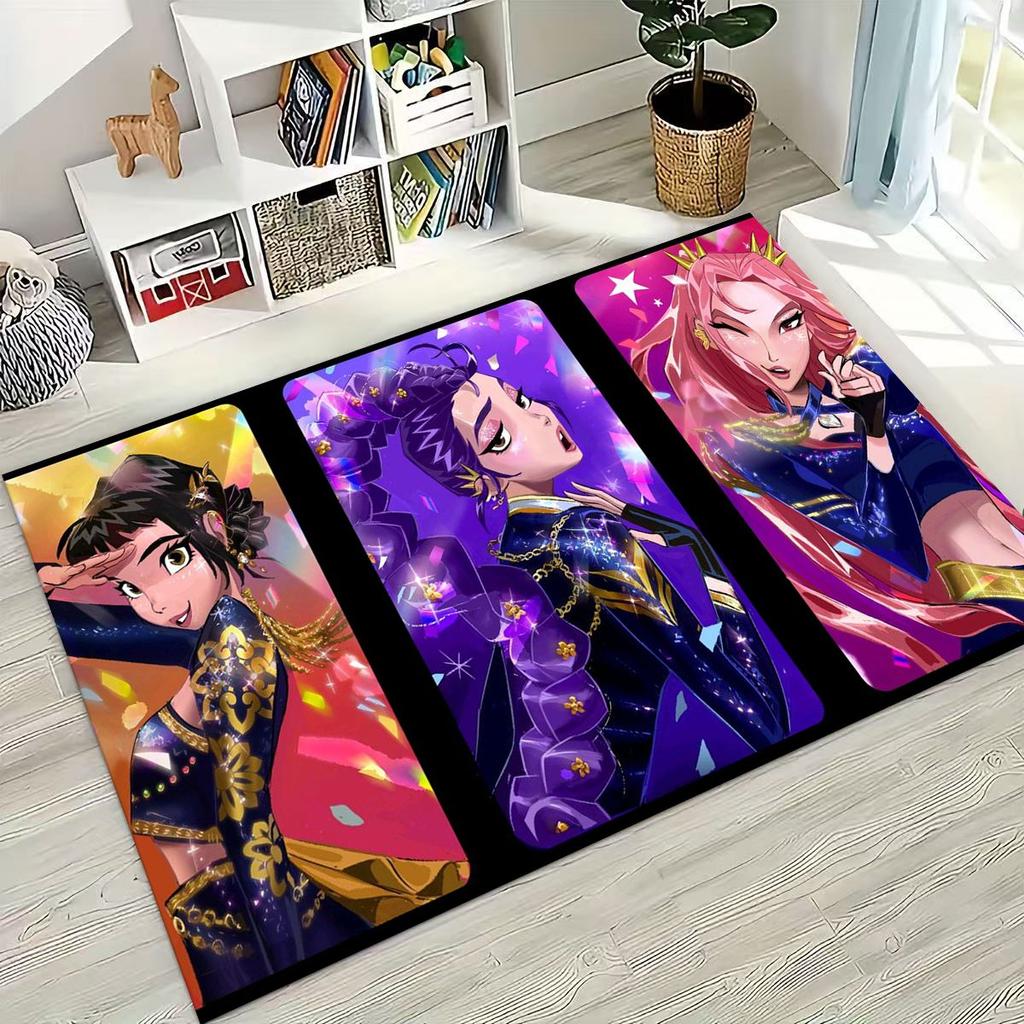 27 Style New KPOP Demon Hunters Rumi Mira Zoey Cartoon Rug for Bedroom Living Room Sofa Home Doormat Decor, Non-slip Floor Mat