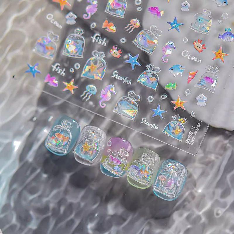 

Summer Fantasy Shell Light Starfish Shell Relief Nail Sticker Conch Jellyfish Creative DIY Journal Decorative Stickers Shell Light# Conch Jellyfish -3