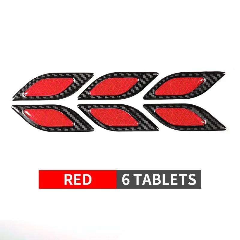 6Pcs/Set Car Reflective Carbon Fiber Bumper Strips Safety Warning Tape Safety Warning Sticker Auto Moto Exterior Accessories