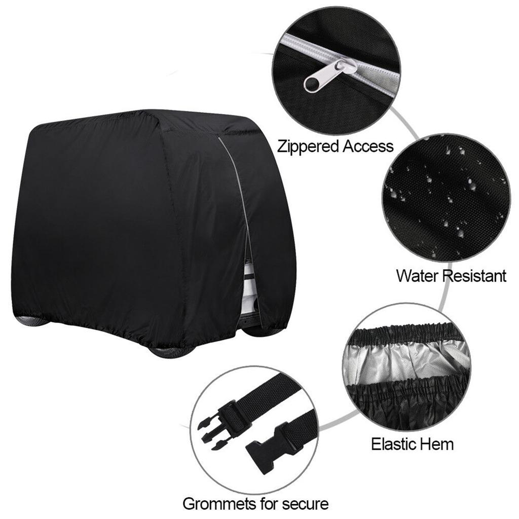 Zipper Golf Cart Cover With Handbag Waterproof Uv-resistant Compatible For 4 Passenger Ez Go Club Car