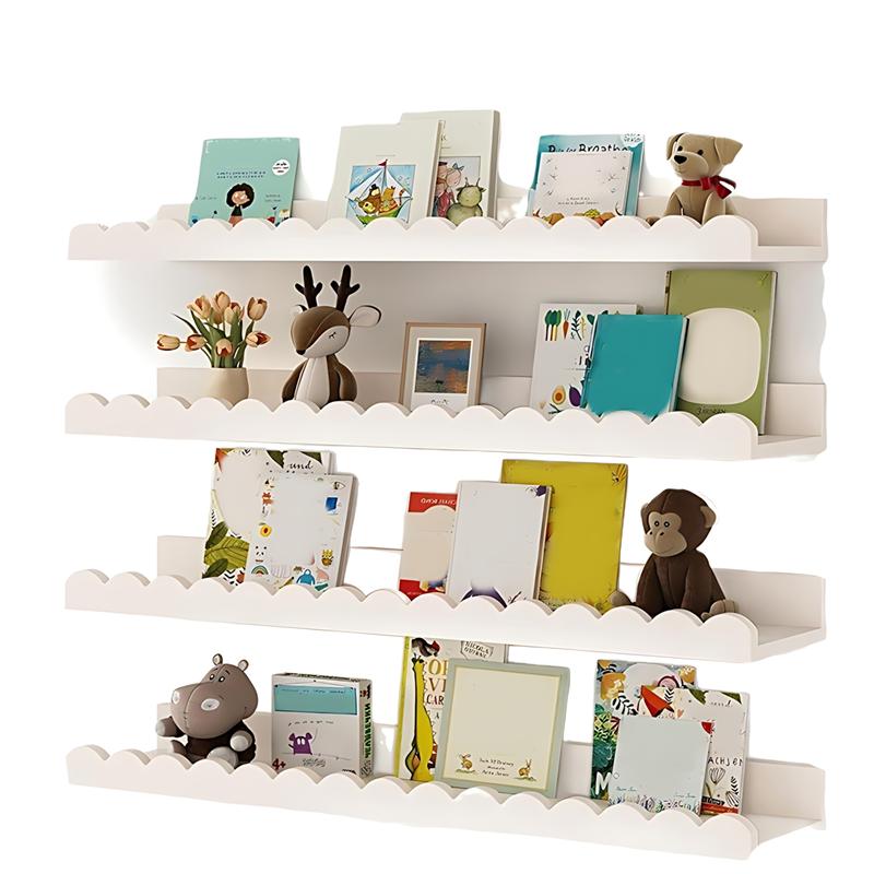 Goede-Gekartelde Planken 4 STUKS, 15,6 Inch Witte Zwevende Kinderkamer Boekenplank-Kinder Wanddecoratie
