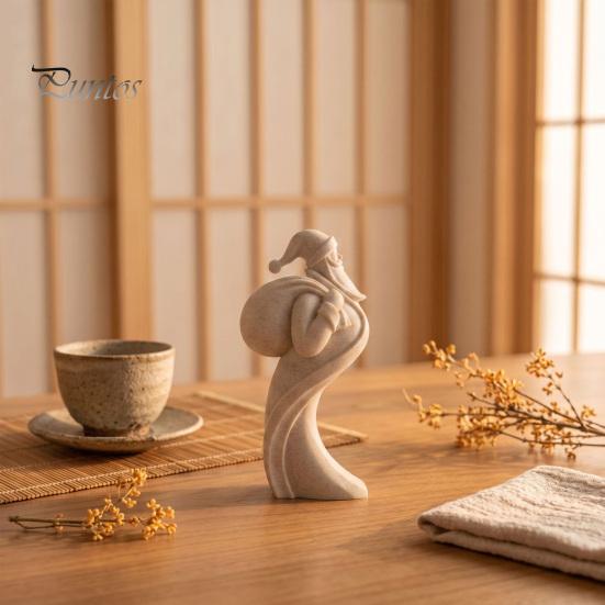 Unique Minimalist Holiday Art Pieces Abstract Santa Claus Ornament, Sandstone Texture 3D Print Decor Statues, Artistic Figurines for Tabletop Entrance