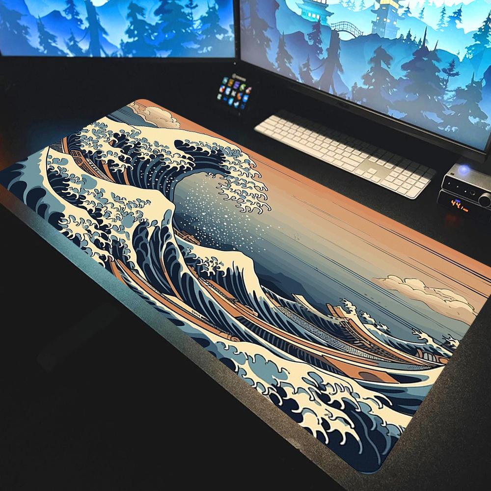 Japan The Great Wave of Kanagawa Art Mouse Pad Large Computer Gaming Mousepad Gamer Rubber Otaku Keyboard Pad Laptop Desk Mat