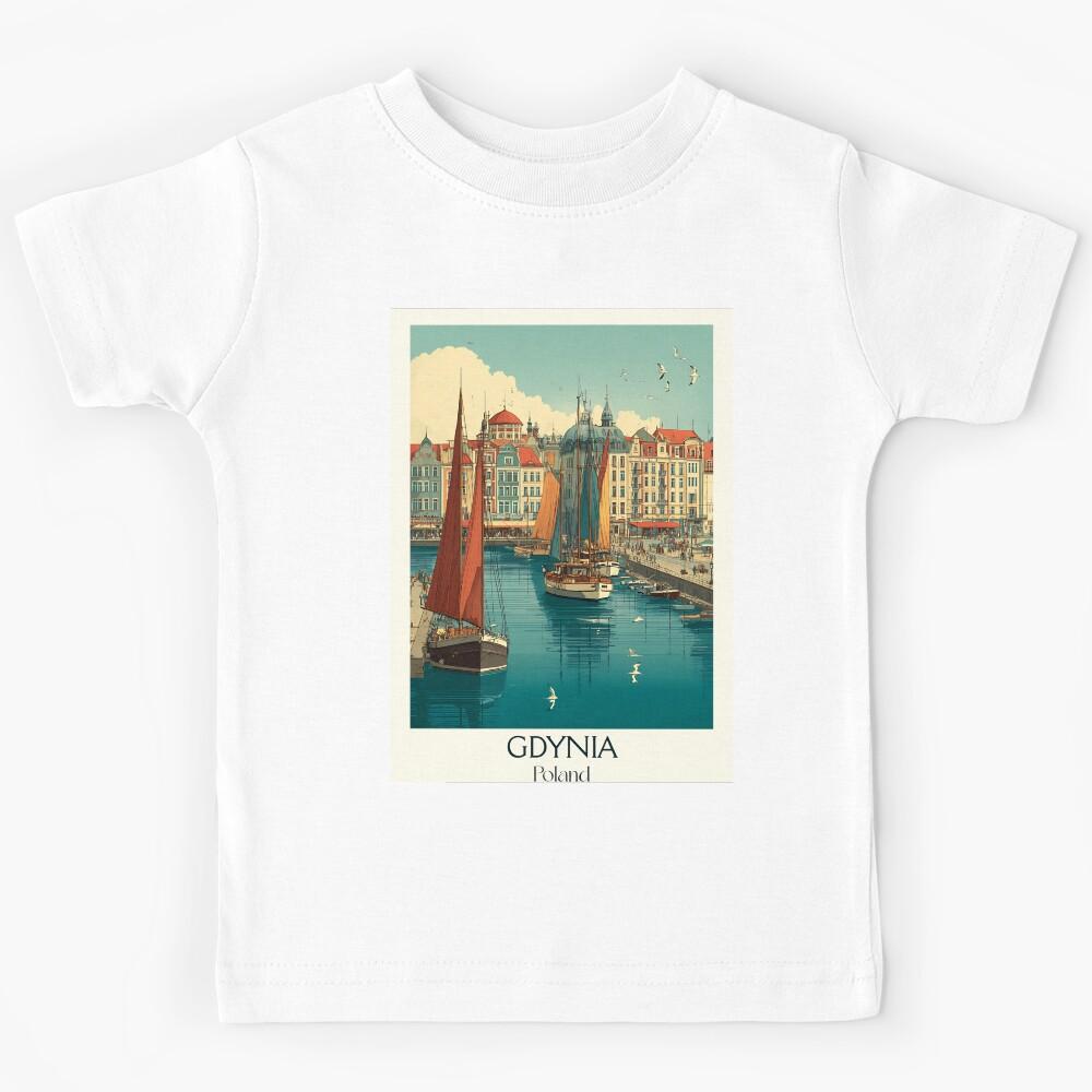 Gdynia Poland Poster – Modernist Seaport Retro Print Kids T-Shirt 150